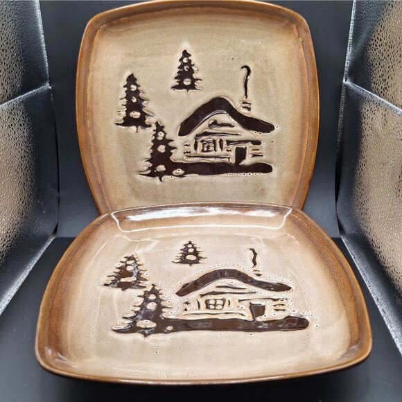 Woodland Home Studio Reactive Glaze Cabin-Inspired 9x9 Plates Set Of 2 Brown - Picture 5 of 5